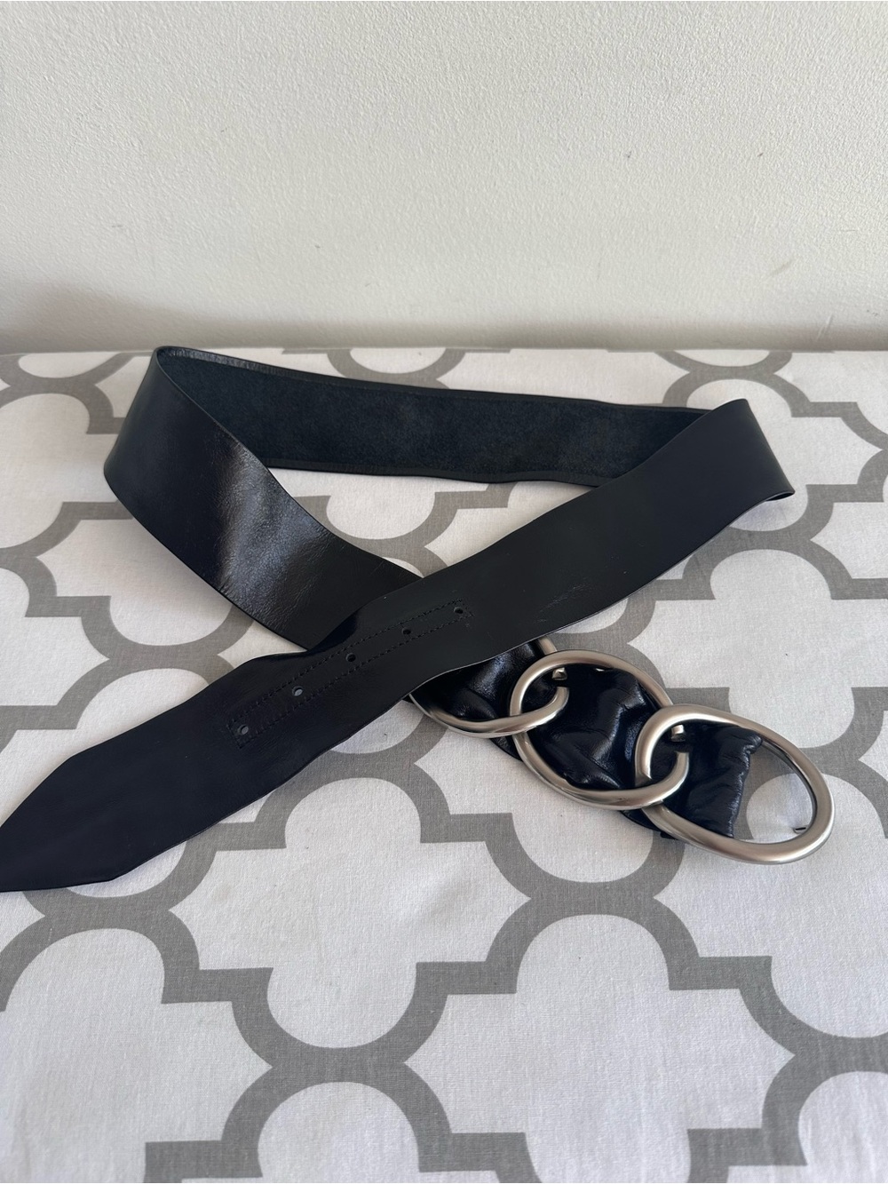Black Leather Chain-Link Waist Belt